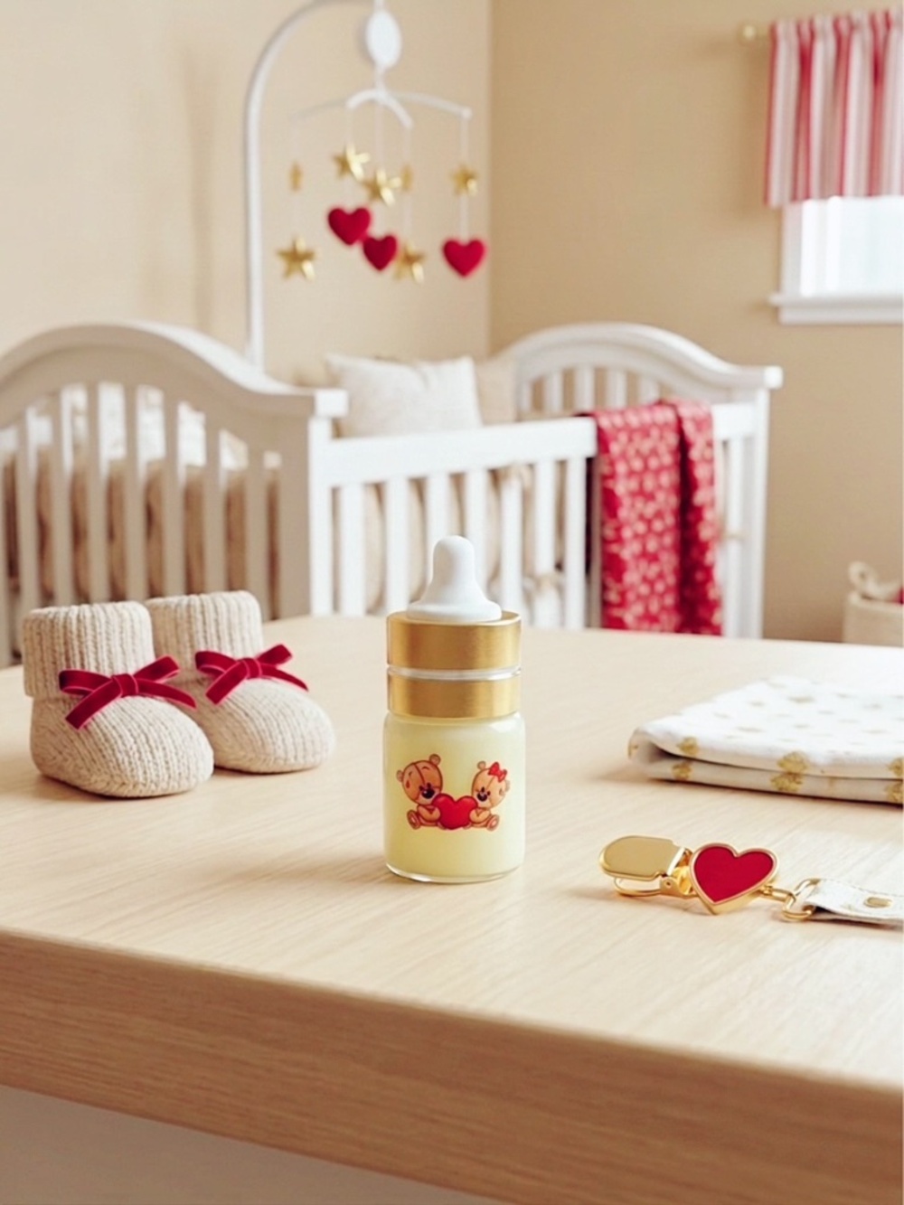 Adorable Lover's Heart Teddy Bear Miniature Baby Doll Glass Bottle